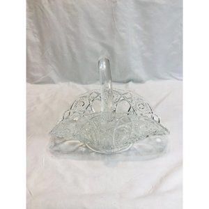 Vintage L.E. Smith crystal basket with applied solid glass handle.